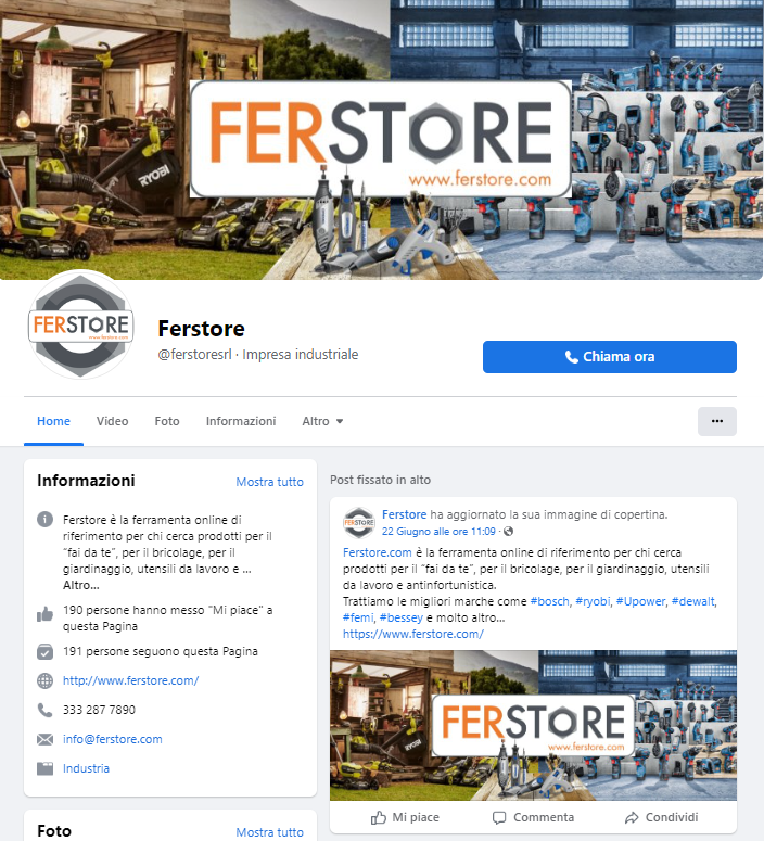 FERSTORE È PRESENTE ANCHE SU FACEBOOK