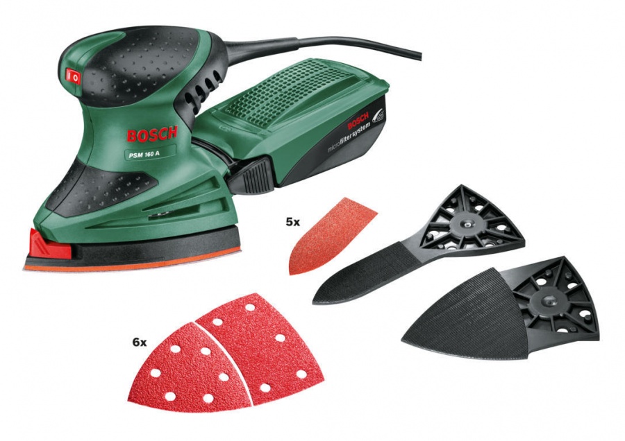 BOSCH - PSM 160 A + fogli abrasivi e prolunga extra